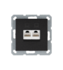 Купить Двойная компьютерная розетка (категория 5) для штекера RJ-45 с накладкой, антрацит; G-Series в интернет-магазине умной техники Legrand2.by в Минске