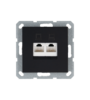 Купить Двойная компьютерная розетка (категория 5) для штекера RJ-45 с накладкой, черный матовый (soft touch); G-Series в интернет-магазине умной техники Legrand2.by в Минске