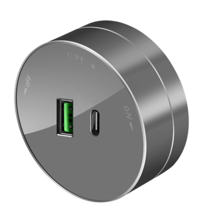 Купить Розетка 2хUSB (тип А+С) Systeme Electric MuitiTrack 18Вт, 5В/3А, графит MTK13003B в интернет-магазине умной техники Legrand2.by в Минске