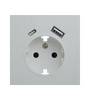 Купить Лицевая панель розетки с заземлением с USB A/C цвета серебро. Подходит к механизму 32137. в интернет-магазине умной техники Legrand2.by в Минске